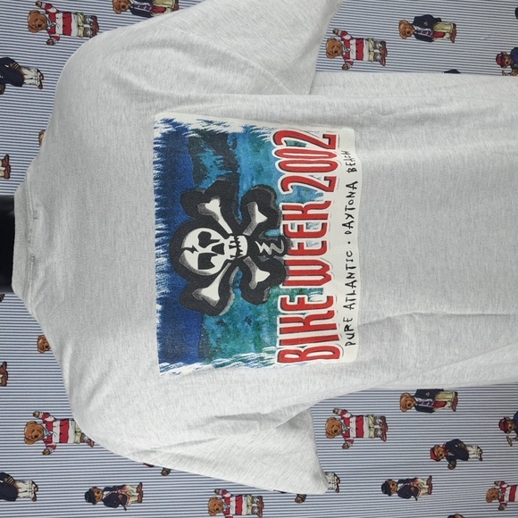 Y2K Vintage Bike Week spell out skull logo graphic XL Heather Grey t-shirt - Picture 1 of 6